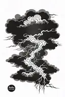 a lightning storm with dark clouds and wind.  tattoo design idea