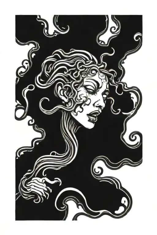 Scary Medusa crying tattoo design idea