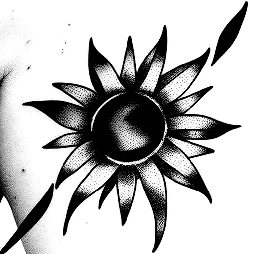 flowers sun water inside building, home, house tattoo design idea