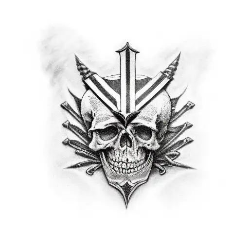 A skeletal sergeant leading an army of Templar knights into battle tattoo design idea