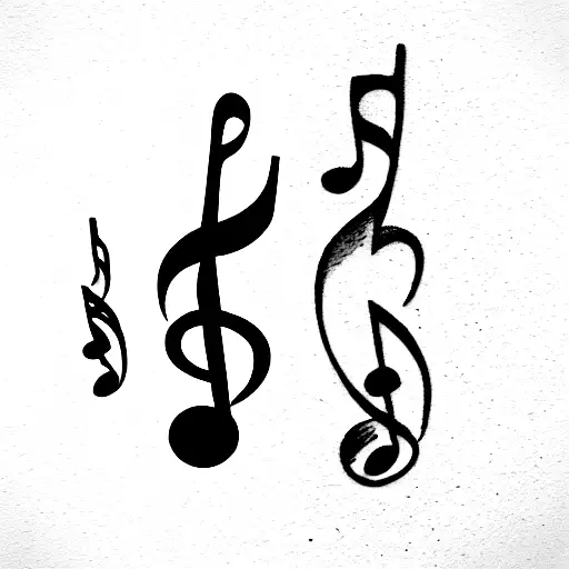 chef knife with music notes tattoo design idea