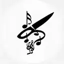 chef knife with music notes tattoo design idea