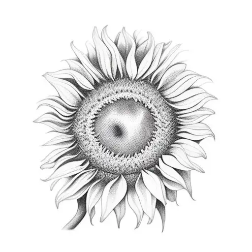 A realistic sunflower with a hidden animal or butterfly within its petals tattoo design idea