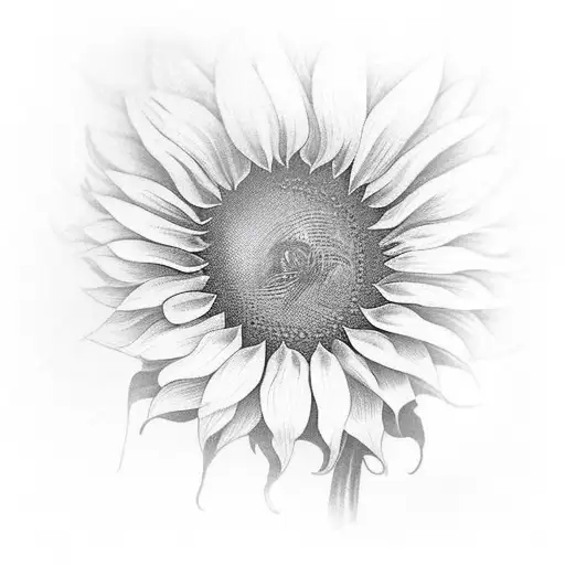 A realistic butterfly perched on a sunflower with intricate details on both the butterfly's wings and the sunflower petals tattoo design idea