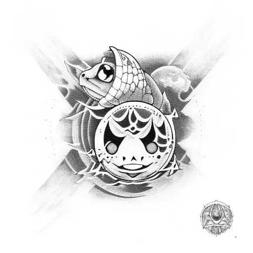 "Soul Eater Moon" and a Turtle in front tattoo design idea