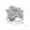holly plant with rolling hills behind tattoo design idea