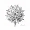 holly plant with rolling hills behind tattoo design idea