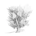 holly plant with rolling hills behind tattoo design idea