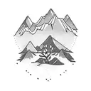 holly plant with mountains behind tattoo design idea