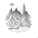 holly plant with mountains behind tattoo design idea