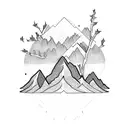 holly plant with mountains behind tattoo design idea