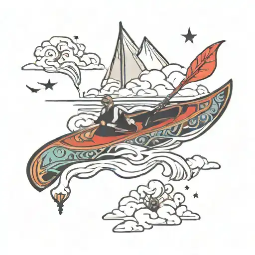 canoe in the sky tattoo design idea