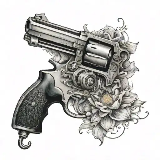 lotus revolver tattoo design idea
