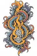 blue orange and purple flames  tattoo design idea