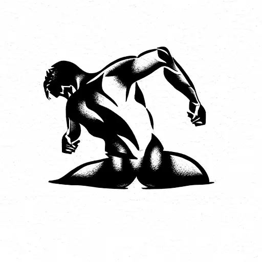man lifting rock on his back tattoo design idea