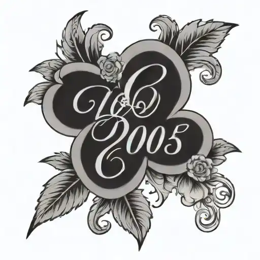 cj name with 2005 birthdate with flowers in the backround tattoo design idea