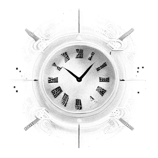 time clock space mystery psydelic vintage surrealistic tattoo design idea