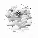 NEEK in a bold font in clouds tattoo design idea