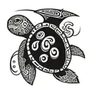 turtle with birth date 1997 07 26 and 2006 10 15 on chest that leads to a half sleeve arm   tattoo design idea