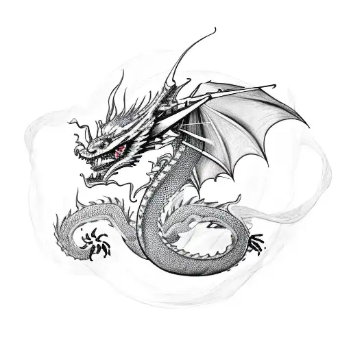 dragon wrapped around a love potion tattoo design idea