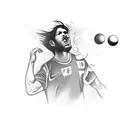 A handball player mid-throw with intense focus tattoo design idea