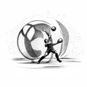 A handball player mid-throw with intense focus tattoo design idea