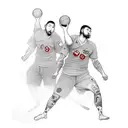 A handball player mid-throw with intense focus tattoo design idea