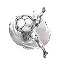 A handball player mid-throw with intense focus tattoo design idea