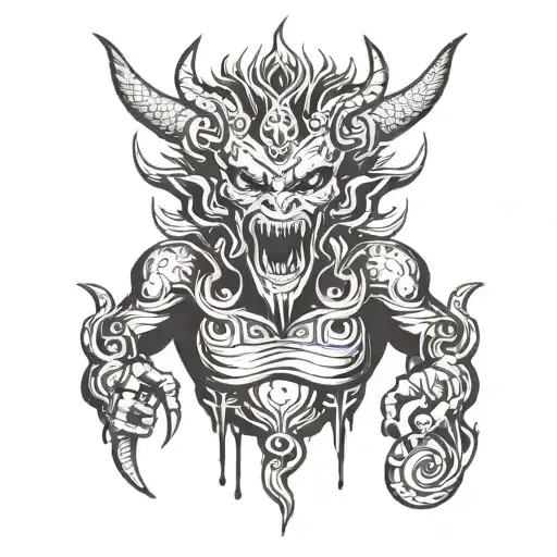 pride is a sin in the form of demons tattoo in the style of lattering tattoo design idea