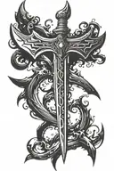 claymore sword with lighting bolt tattoo design idea