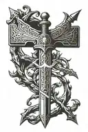 claymore sword with lighting bolt tattoo design idea