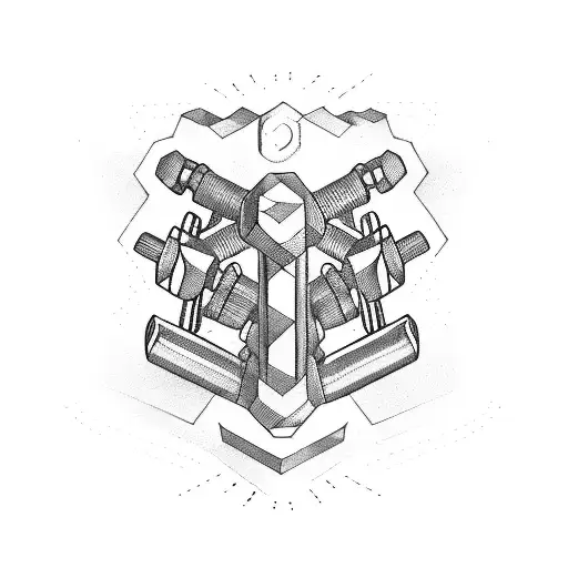 Combine a gym dumbbell and a motorcycle in a dynamic and powerful design. tattoo design idea