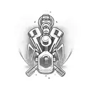 Combine a gym dumbbell and a motorcycle in a dynamic and powerful design. tattoo design idea