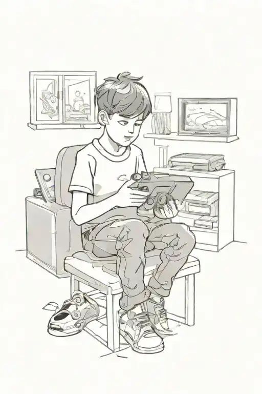 boy adhd person playing video games with drawings in background  tattoo design idea