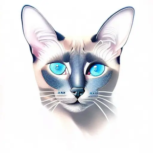siamese cat with strabic blue eyes tattoo design idea