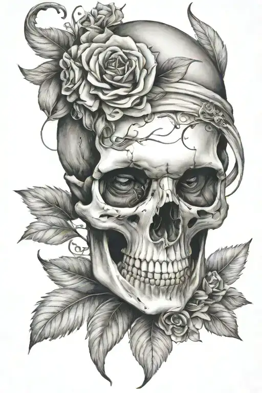 female skull tattoo design idea