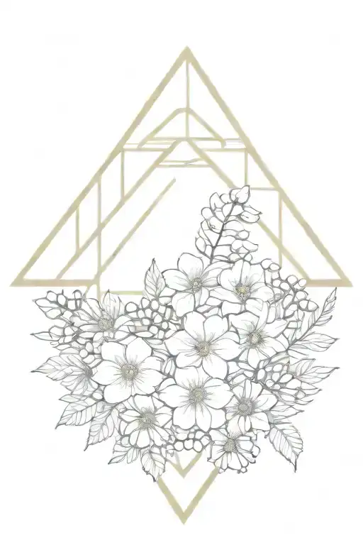Geometric and flowers  tattoo design idea