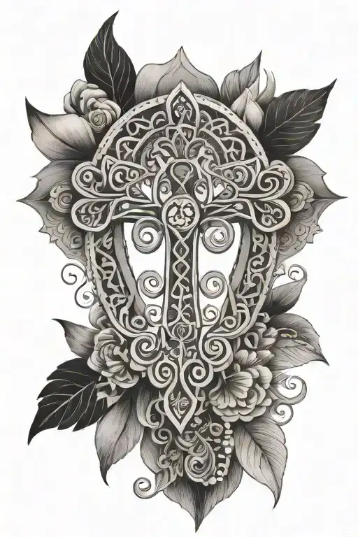 ankh cross, mandala design tattoo design idea