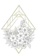 Geometric and flowers  tattoo design idea
