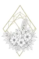 Geometric and flowers  tattoo design idea