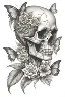 female skull tattoo design idea