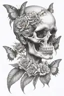 female skull tattoo design idea