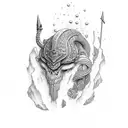 Valhalla depicted as a serene underwater realm tattoo design idea