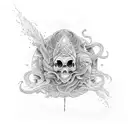 Valhalla depicted as a serene underwater realm tattoo design idea