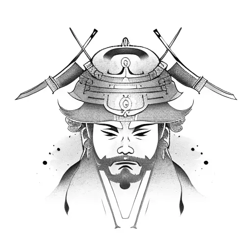 Japanese samurai tanto blade tattoo with oni face reflecting on blade tattoo design idea