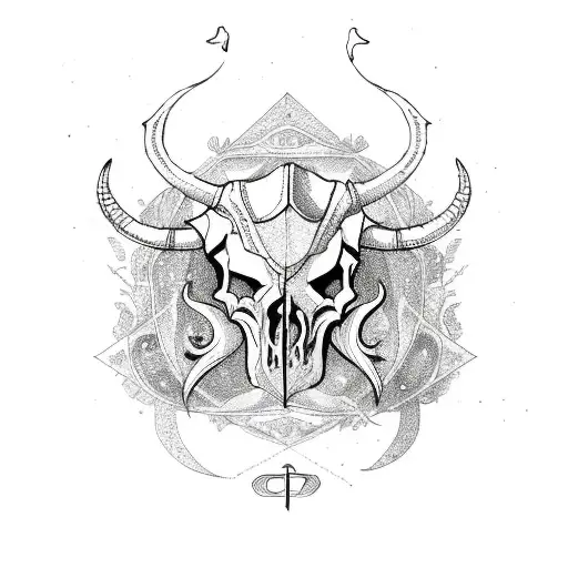 capricorn skull tattoo design idea