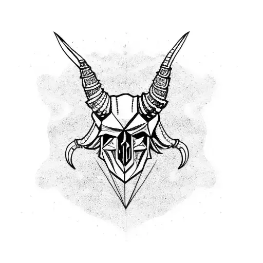 capricorn skull symetric tattoo design idea