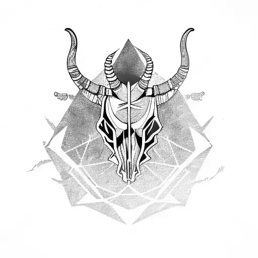 capricorn skull tattoo design idea