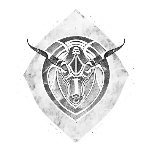 capricorn head symetric tattoo design idea