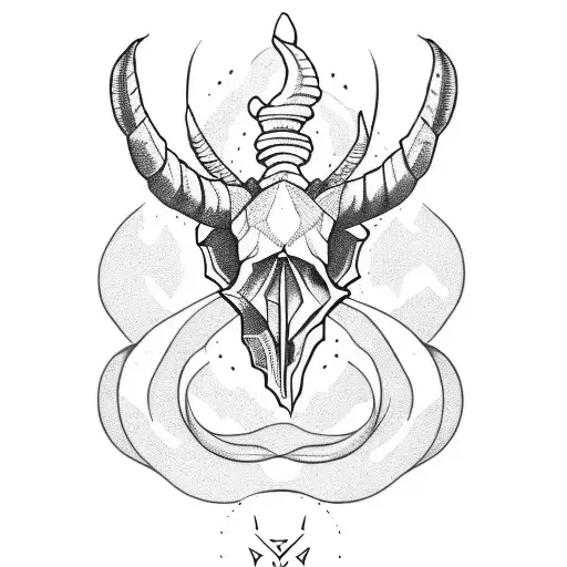 capricorn skull like ascetic tattoo design idea